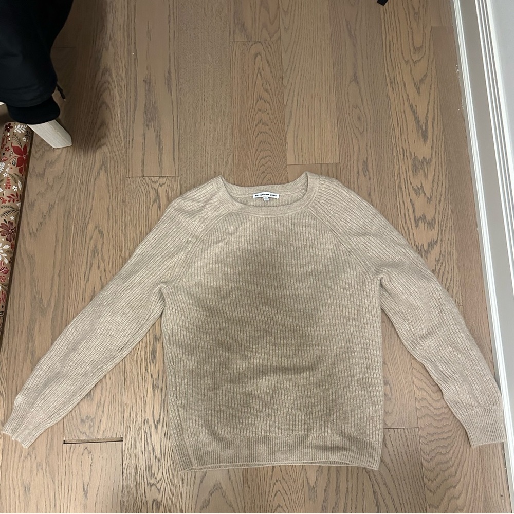 Men's Beige Crewneck Sweater- cashmere